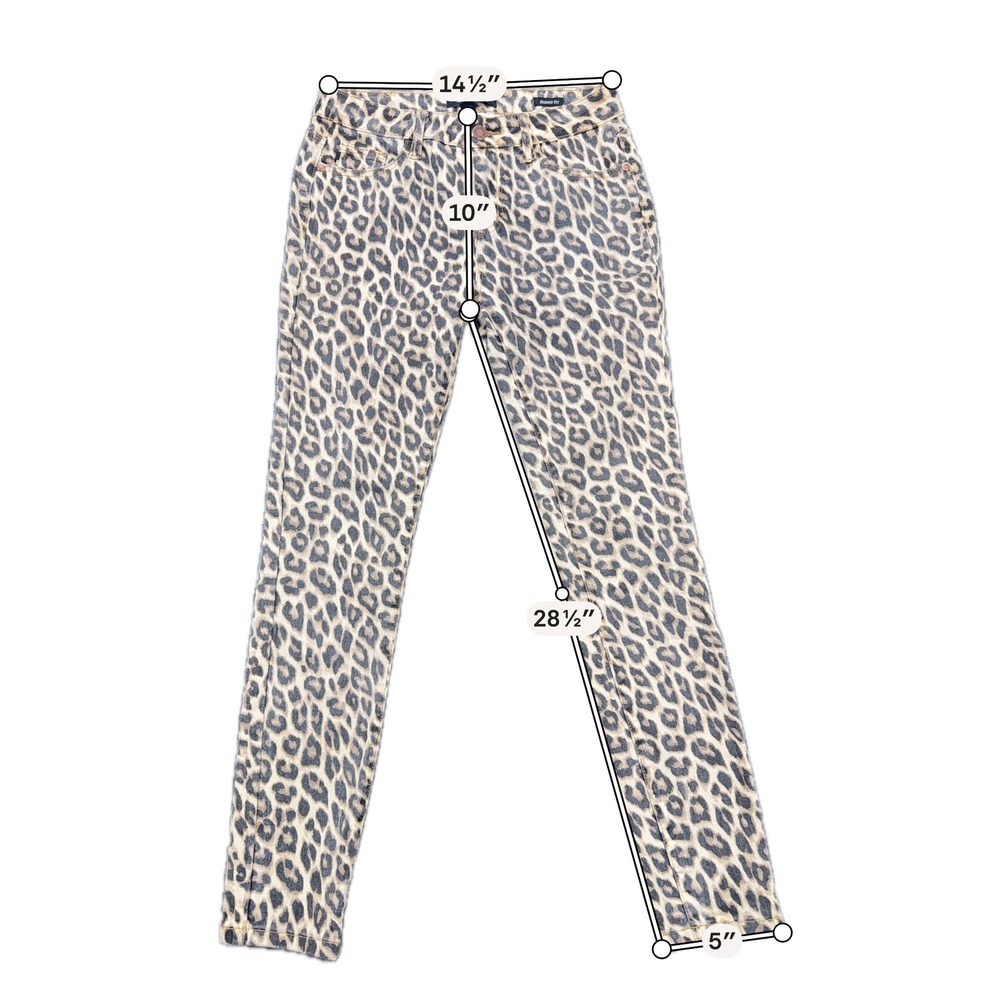 Judy‎ Blue Leopard Print Skinny Fit Stretch Denim Jeans Size 7/28 Tan Brown - Picture 4 of 11